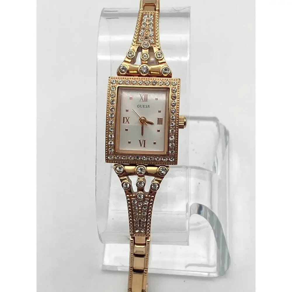 Guess Women's Petite Rose Gold Tank Watch 19mm  - New Battery Wrist 5.75